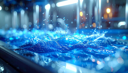 Ocean's Rhythmic Symphony: Capturing the dynamic essence of a watery splash, frozen mid-motion, as if echoing the dance of the deep sea. The play of light and shadow.