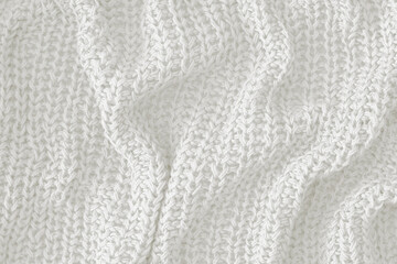 Cloud dancer toned colour monochrome texture knitted fabric. Knitted Jersey as textile background. Monochrome color background. Wool knitting texture. Trendy color 2026.