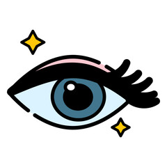 Eye with makeup color stroke