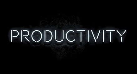 Illuminated Productivity: A glowing neon sign boldly spells out Productivity against a dark backdrop, exuding an aura of efficiency and focus.