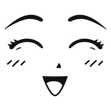 Happy anime face stroke