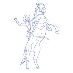 Cowboy child riding horse stroke