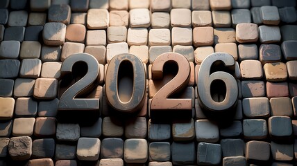 Year 2026 on stone blocks future technology and business trends