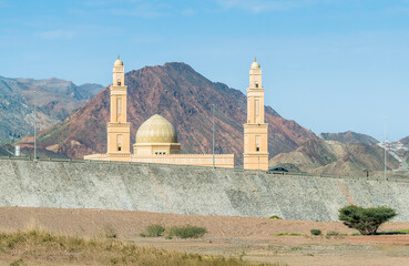 Sultan Qaboos Mosque in Bidbid with its distinctive domes and minarets, Sultanate of Oman