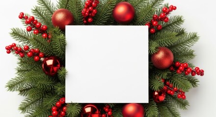 Festive christmas decor frames blank card for message