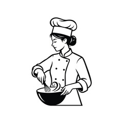 A Female Kitchen Chef Silhouette Vector Free
