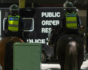 Police on horseback during Melbourne strike