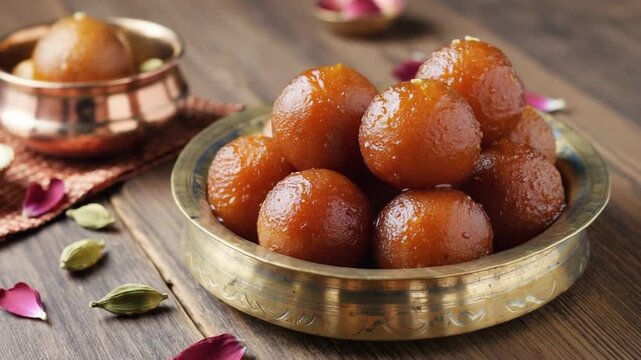  indian gulab jamun recipe on warm background orbit video