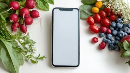 Bright green vegetables and a smartphone are set on a countertop, showcasing an inspiring meal prep scene in a kitchen