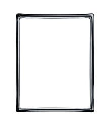 Glossy black glass photo frame with rounded corners isolated on transparent background for design and decoration
