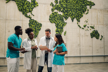 Fototapeta premium Medical team collaborating global health initiatives