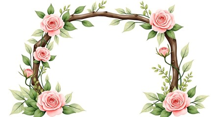 Romantic archway decorated with delicate pink roses and greenery for weddings and celebrations