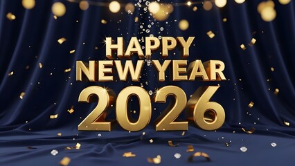 Celebrate the New Year 2026 with dazzling gold confetti and shimmering diamonds, creating a festive and elegant atmosphere for your holiday promotion