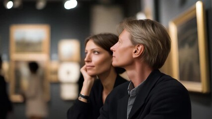 Collector’s eyes glistening as they reflect a priceless painting displayed under spotlight during a high-stakes bidding round — concept of emotional connection to art, investment passion, and the