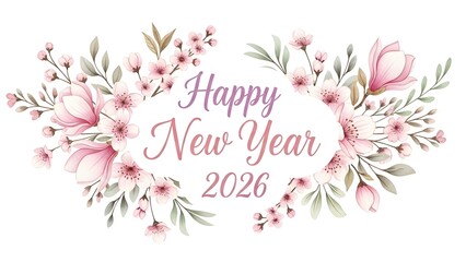 Celebrate Happy New Year 2026 with a beautiful floral design perfect for elegant greetings, invitations, and festive projects for friends and family