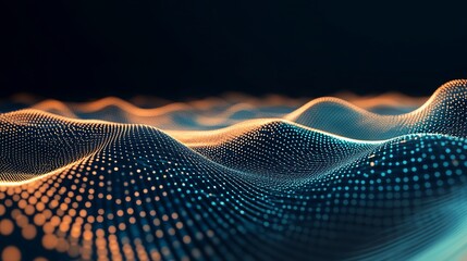 Stunning modern data wave background showcasing digital network connection with vibrant orange and blue hues for innovative technology designs