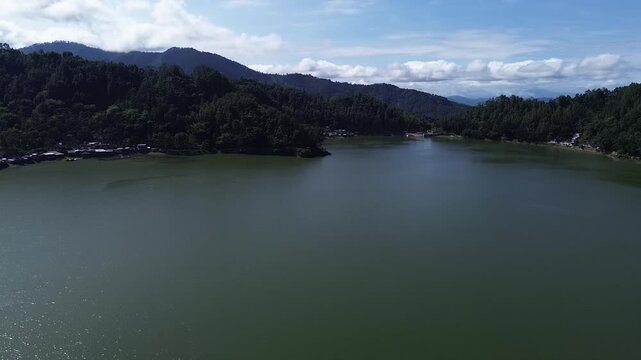 drone view ngebel lake 