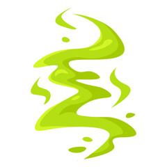 Bad smell cloud icon. Green gas toxic fume and stench effect. Flat vector illustration of disgusting odor and poison vapor isolated on a white background.