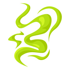 Green toxic gas cloud as bad smell icon. Bad odor fume and stink bubble in flat vector style for comic illustrations and designs isolated on a white background.