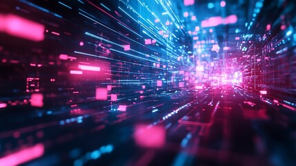 Dive into the digital frontier with vibrant pink and blue light streams, perfect for conveying innovative technology and futuristic concepts