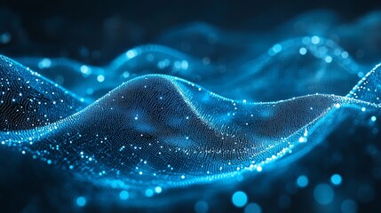 Stunning abstract glowing particles create dynamic flowing waves for a futuristic technology background or modern science visuals that inspire innovation