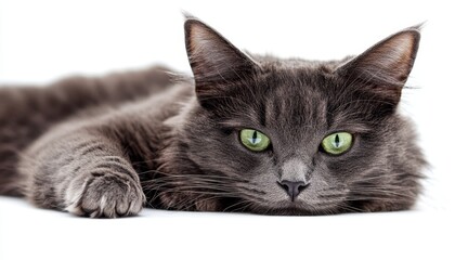 Obraz premium Graceful Nebelung Cat Portrait in Natural Light, Highlighting Its Unique Features and Calm Demeanor