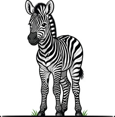 Adorable cartoon baby zebra with distinctive black and white stripes