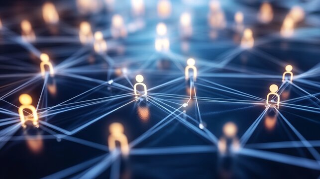 Modern social network connecting people globally with a digital web of connection and communication, fostering community and digital business growth