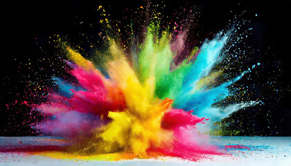 Obraz premium Multicolored powder explosion on black background