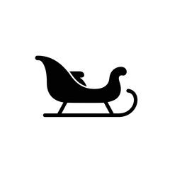 Filled black sleigh silhouette icon for winter holidays
