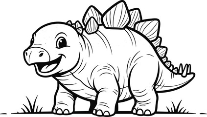 Adorable cartoon stegosaurus dinosaur coloring page for kids