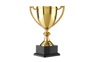Gold Trophy Cup with Black Base Isolated on White &ndash; Championship Winner Award 3D Render