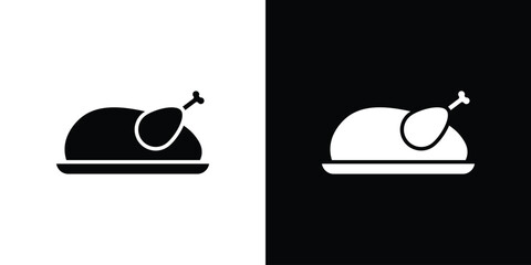 Obraz premium Roasted turkey icons vector silhouette design. Vector flat graphic design illustration.
