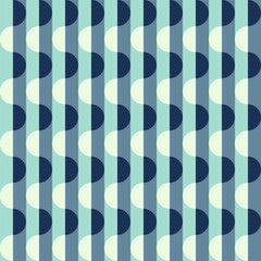 mid century, modern abstract half circles striped seamless pattern and background vector illustration