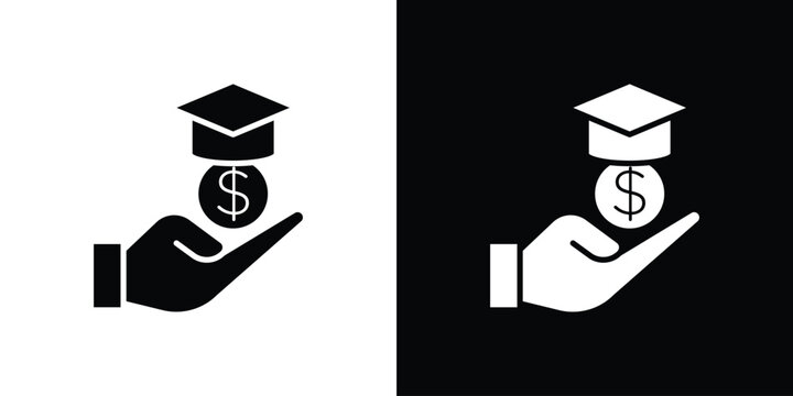 School fees icons vector silhouette design. Vector flat graphic design illustration.