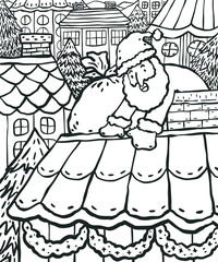 Santa Claus climbing the chimney doodle sketch illustration
