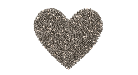 Heart shape formed by small seeds on white background
