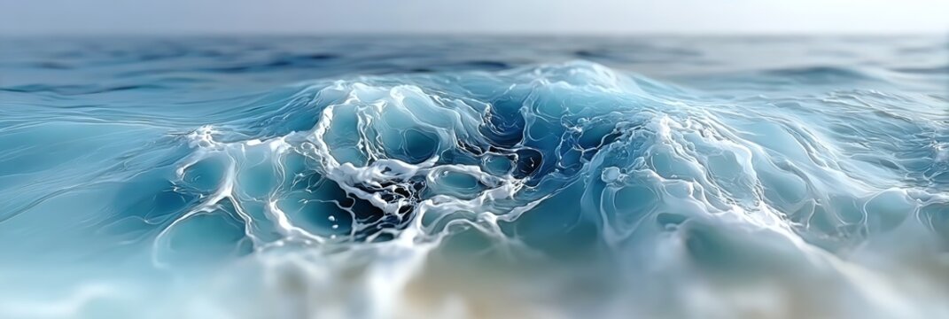 Serene Coastal Landscape Majestic Waves and Tranquil Blue Waters Under a Bright Sunny Sky