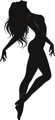 Dance pose icon vector—black silhouette of elegant dancer in fluid motion for ballet, performance art, and expressive visuals