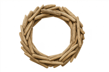 Driftwood wreath creating a rustic holiday decoration frame