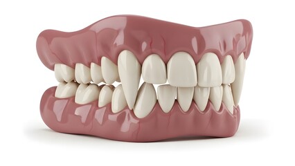 Realistic Halloween Vampire Fangs Dentures Prosthetic 3D Render Isolated on White