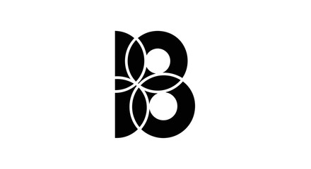 Abstract black and white letter B logo design.