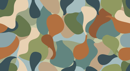 Abstract organic shapes in earthy tones creating a seamless pattern.