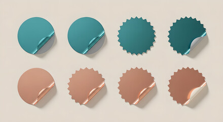 Labels Stickers Badges Teal Copper Peeling Design Copy Space