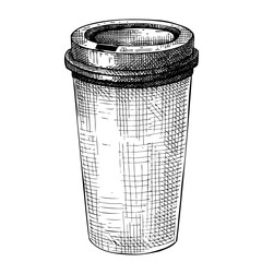 Coffee sketch. Plastic cup vector illustration⁠