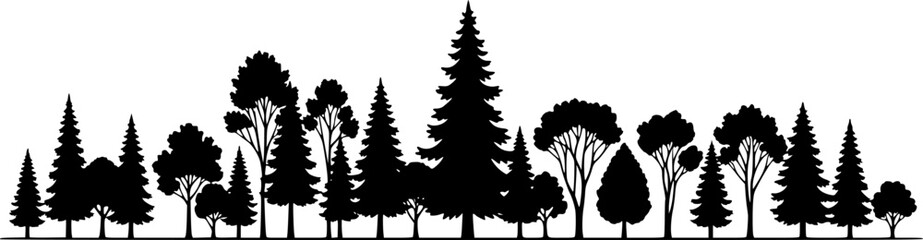 Obraz premium Set of Stylized Christmas Tree Icons and Silhouettes 