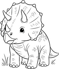 Adorable baby triceratops dinosaur coloring page for kids