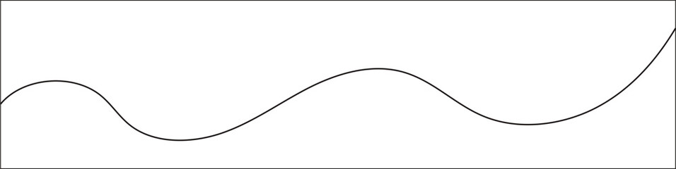 Minimal wavy line border, curved hand-drawn stroke divider on white background