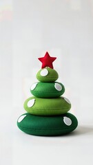 Playful Felt Christmas Tree Stacked Ornament Tiered Design Colorful Isolated Whimsical Holiday Decoration