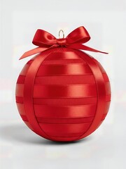 Luxury Satin Ribbon Wrapped Christmas Ball Ornament Elegant colored  Isolated Premium Product Photography